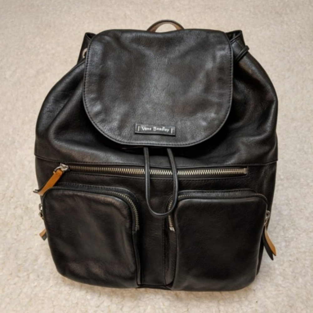 Vera Bradley Gallatin Black Leather Cargo Backpack